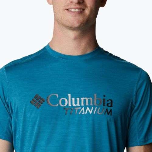 Maglietta da trekking Columbia Titan Pass Graphic uomo deep marine/titanium burst graphic
