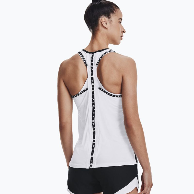 Canotta Under Armour Knockout bianco/bianco/nero da donna per allenamento 8