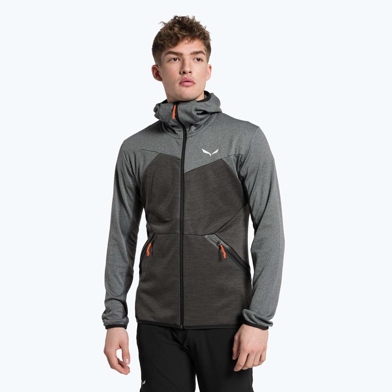 Felpa trekking uomo Salewa Puez Melange PL FZ Hoody nero melange