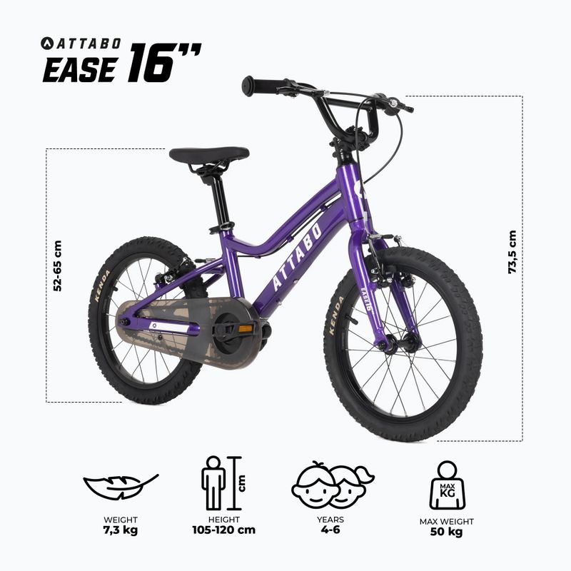 Bicicletta per bambini ATTABO EASE 16" viola 2