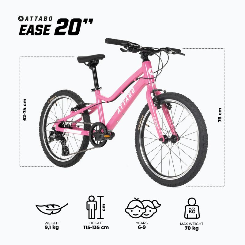 Bicicletta per bambini ATTABO EASE 20" rosa 2