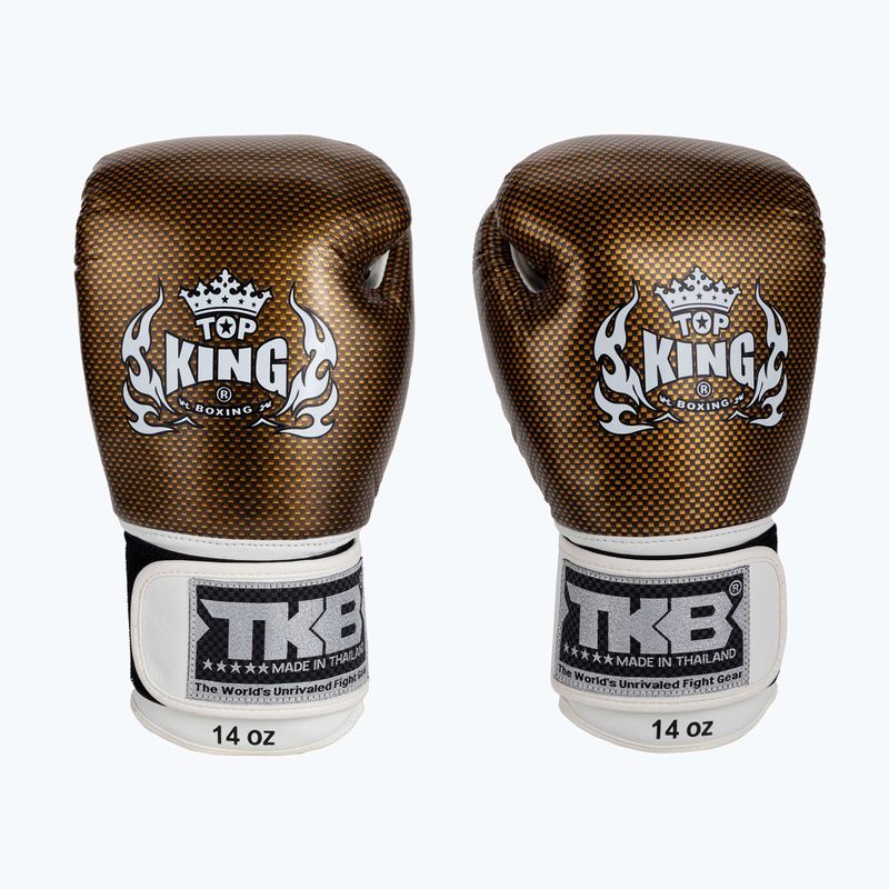 Guantoni da boxe Top King Muay Thai Empower bianco/oro 2
